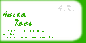 anita kocs business card